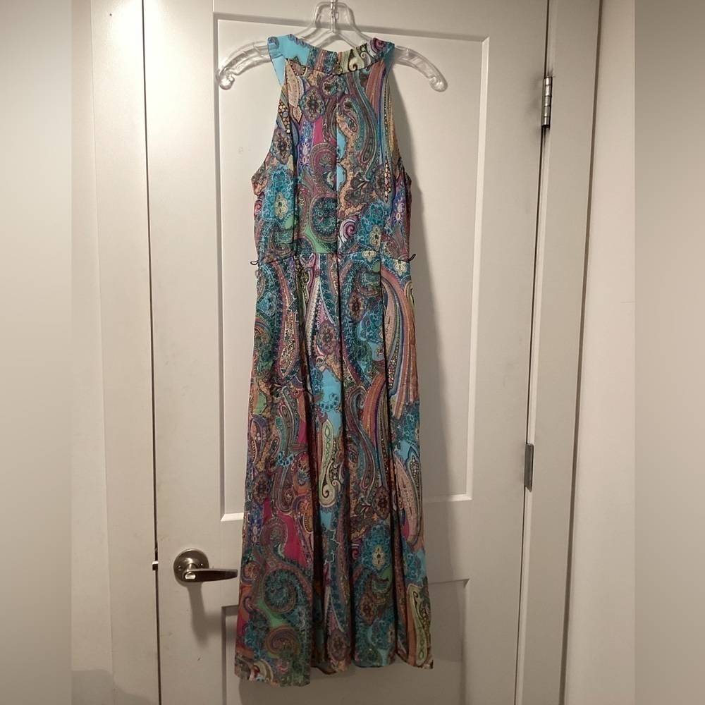 NWOT Tommy Hilfiger Blue Paisley Spring‎ Halter Midi Dress Size 4 - Picture 2 of 5